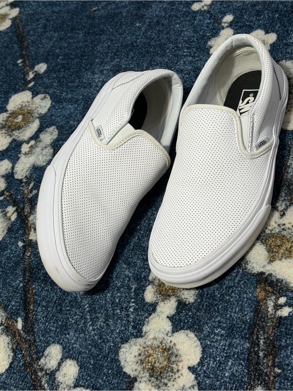 Vans Men’s Classic Slip-On Perforated Leather Sneakers - White